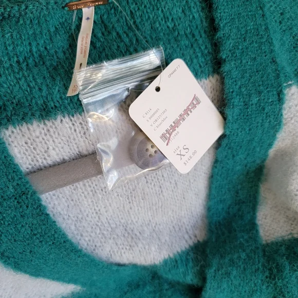 NWT Free People V-neck Alpaca Wool Striped Eclair Cardigan size XS - Picture 6 of 9